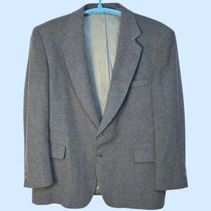 Vintage Embassy Square‎ Blazer 100% Camel Hair Sport Coat Gray USA Made 46R